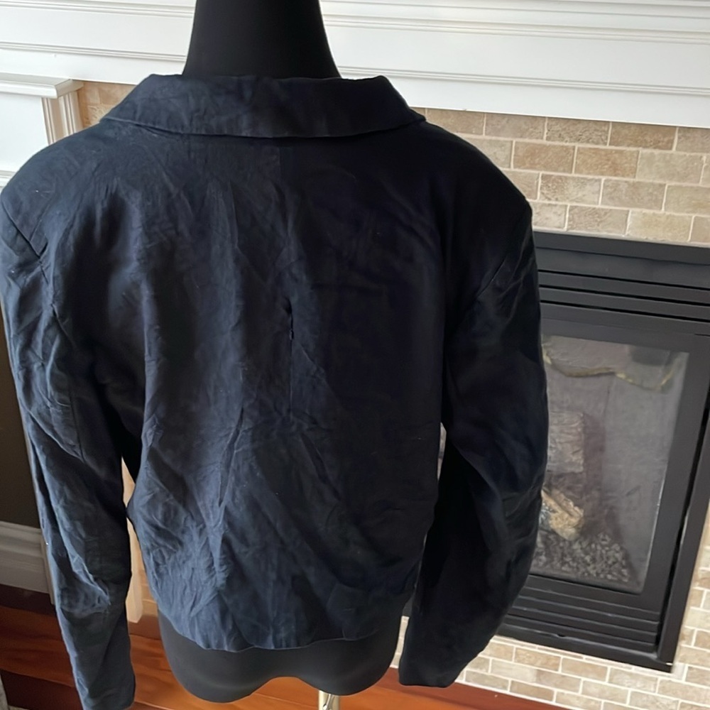 Jason Wu Navy linen blend cropped Blazer size L - Picture 5 of 9